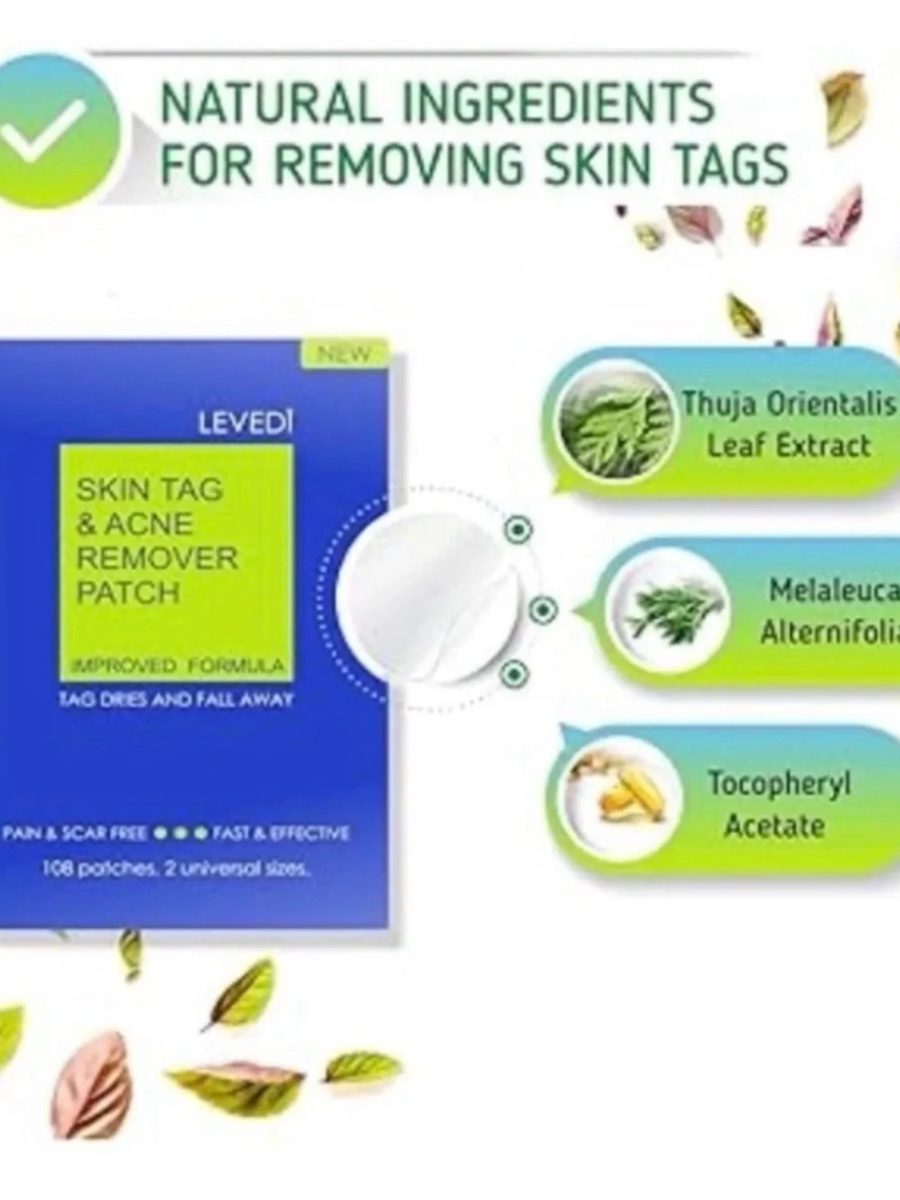 Levedi Skin Tag & Acne Remover Patch 108 patches, 2 sizes.